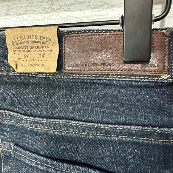 NWT Allsaints Ayers Pipe Skinny Jeans 28x34 - Picture 8 of 9
